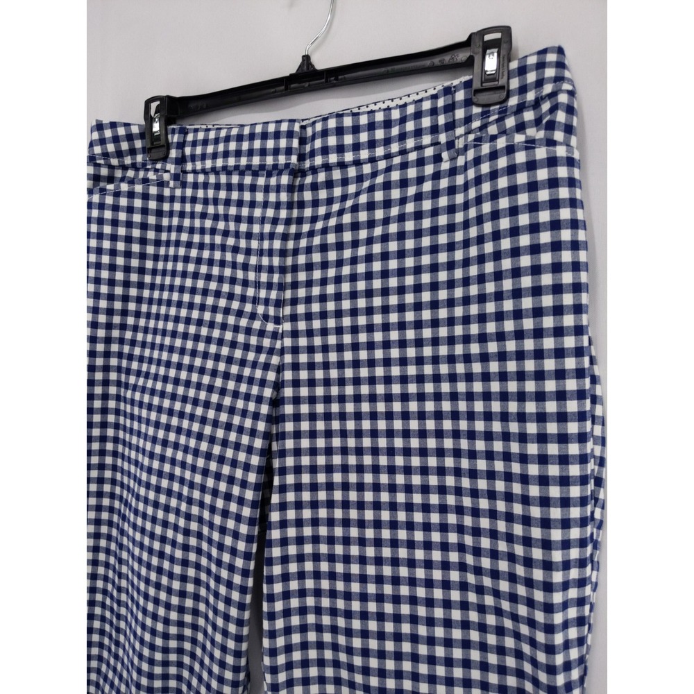 Talbots Perfect Crop Pant Women‎ 14 Blue Gingham Curvy Fit Trousers - Picture 2 of 8